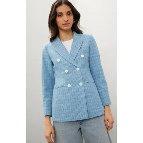 Sandro Nars Blue Tweed Blazer - Picture 2 of 11